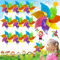 SoundZero 10 Stück Windrad Kinder, Kinder Windrad Bastelset, DIY Windmühle Kunsthandwerk, Windmühle Kinderspielzeug Papier, für Mädchen Junge Kindergeburtstag Garten Party Geschenk(mit Zubehörteilen)