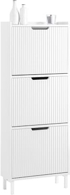 SoBuy Scarpiera Salvaspazio Slim - Mobile Scarpiera 50 cm Larghezza con 3 ante battenti - Ideale per Ambienti Ristretti - Ingresso, Corridoio o Camera 50x19x130 cm Bianco FSR177-H-W