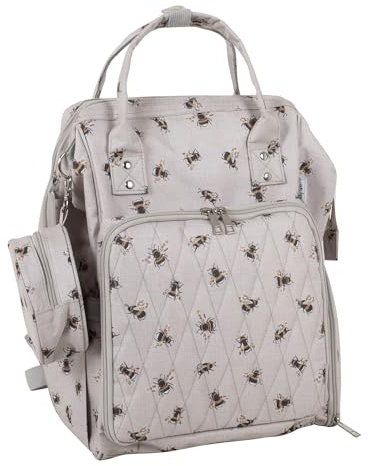Hobby Gift Crafters Bee Backpack – Durable & Waterproof Yarn Storage Rucksack with Multiple Compartments, Organizer Panel & Reinforced Yarn Holes Comfortable Padded Straps 28x24x43cm
