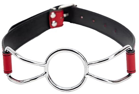 RTNPKLA Mordaza de metal con aro tórico, mordaza bucal, tapón bucal SM, mordaza ajustable, juegos eróticos de bondage, juguetes sexuales BDSM for hombres, mujeres y parejas.(M)