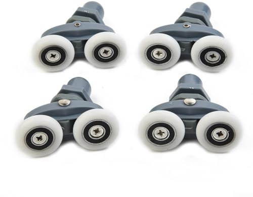 4 rotelle doppie per porta della doccia con cuscinetti in nylon e acciaio inossidabile, guide scorrevoli lisce a basso rumore, per recinzioni curve o quadranti, adatte a vetri da 4-6 mm (27 mm)