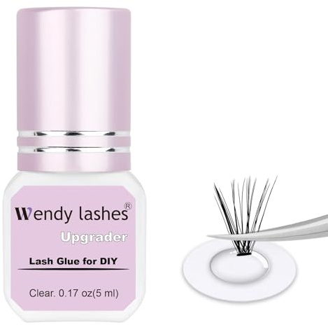 Wendy Lashes Wimpernkleber Schwarz, wimpern kleber mit Präzisionsapplikator,Streifenwimpernkleber Schnelltrocknend Langanhalten-clear-5ml