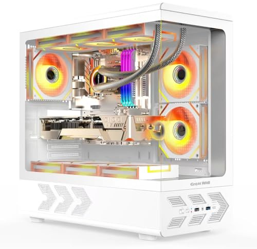 Caja For Juegos, Caja De PC De Torre Media ATX/M-ATX/ITX - Puerto Frontal USB 3.0/Tipo-C - Panel De Vidrio Templado(White)