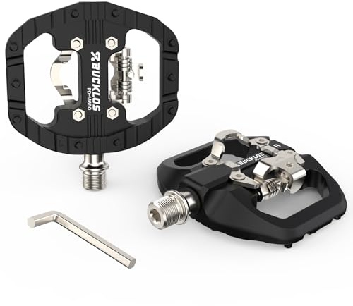 BUCKLOS Mountain Bike Clip Flat Pedals Nylon Compatible with SPD Cleats