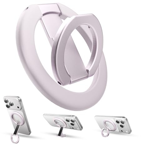 Tounee dubbelsidig magnetisk telefonring grepphållare för MagSafe, 360° rotationsmagnet mobiltelefon fingerringhållare, stativ, magsäkra tillbehör för iPhone 17 16 15 14 Air Pro Max Plus – lila
