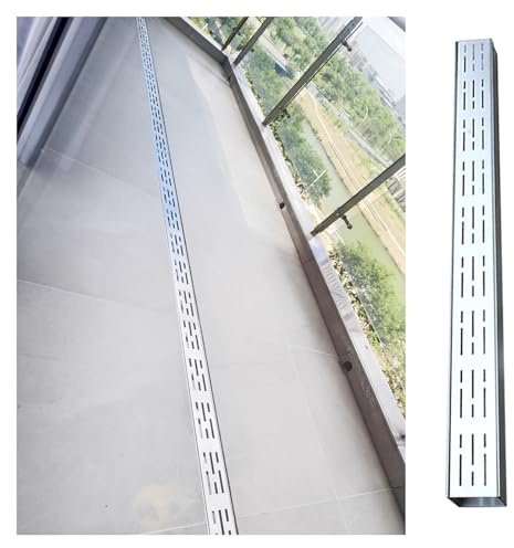 Canaletta Scolo Acqua Piovana Griglie di drenaggio fognario in Acciaio Inossidabile,scarico in acciaio inox a canale stretto,Filtri Lineari per Grondaie Giardino Terrazza(H4*W4CM/H1.57*W1.57IN)