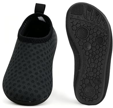 InfiniZer Kids Water Shoes Toddler Swim Beach Pool Shoes for Boys Girls Quick Dry Non-Slip Barefoot Aqua Socks Children (Black, Toddler, 5.5, Numeric Range, UK Footwear Size System, 6, Medium)