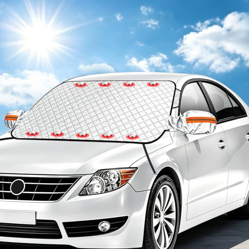 Nexpho Protector parabrisas magnético para coche, cubierta universal antihielo y antinieve con 9 imanes extra fuertes, protección contra el sol y el calor, funda impermeable con tiras reflectantes y c