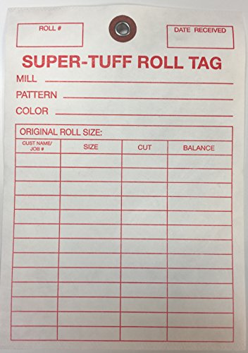 TTUFF1 Super-Tuff Carpet Roll Inventory Tags - Non-Rip Grommet Reinforced (Metal Ring) Sale Tags - 5 x 7 (100 Pack) Carpet and Flooring Store Price Cards