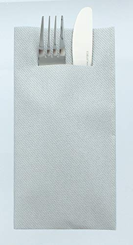 Mank Airlaid Besteckservietten Uni | 40 x 40 cm | 1/8-Falz | Premium Einweg-Serviette | saugstark | Basic | 75 Stück (Silber)