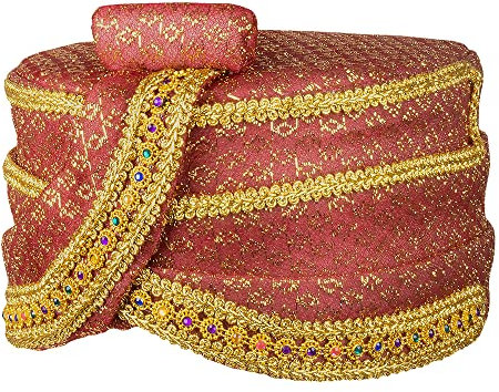 Boland 81031 - Hut Sultan Ali, Kopfumfang bis 59 cm, Rot-Gold, Kopfbedeckung, Mütze, Scheich, Araber, Kostüm, Karneval, Mottoparty