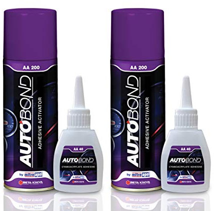 Mitreapel Colla Autobond Super Ca (2X1,4 Once) Con Attivatore Adesivo Spray (2X6,75 Fl Oz) Ricambi Auto Colla Cianoacrilata Ottima|2 Pacchi
