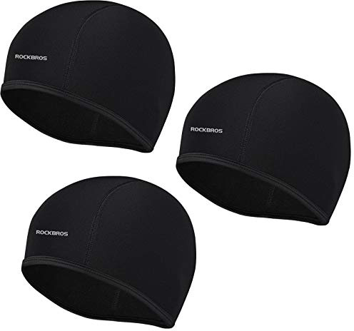 ROCKBROS Sports Beanie Skull Cap with Ear Covers, Cycling Under Helmets Head Warmer, Windproof Winter Elastic Beanie Helmet Liner Hats for Outdoor Biking Motorcycling Running Skiing