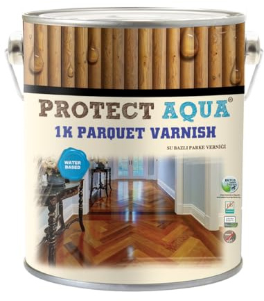 Protect Aqua Hardwood Floor Finish, Clear Wood Finish Smooth and Durable Indoor Floor Sealer 1.3 Gallon Water Based Parquet Floor Varnish Odorless and Lead-Free for Safe Indoor Application (Matte)