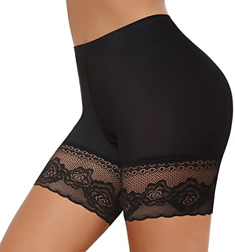 JOYSHAPER Slip Shorts for Under Dresses Thigh Bands Anti Chafing Lace Panties Underwear Women Base Layer (Black- Lace, XXX-Large, 3x_l)