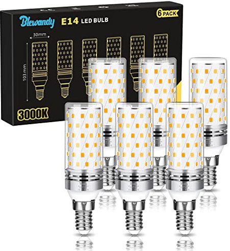 Blewandy E14 LED Warmweiss 12W, 1200Lm LED Glühbirne Ersatz 100W Halogenlampe, Warmweiß 3000K Maiskolben Lampe E14, Kein Flimmern Nicht Dimmbar Energiesparlampe, 6 Stück