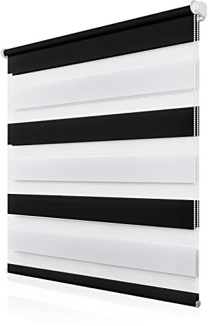 Doppelrollo Klemmfix ohne Bohren 90x120cm(BxH), Rollos für Fenster ohne Bohren Schwarz-Weiß, Duo Rollo Klemmrollo, Lichtdurchlässig & Sichtschutz,Fenster Rollos für Innen