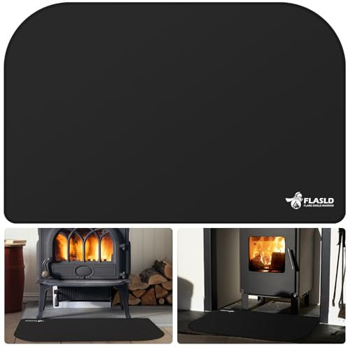 FLASLD Feuerfeste Matte für den Innenbereich, Flammensichere Matte für den Außenbereich, Glasfaserteppich für Herd und Chiminea, Glutschutzmatte für Kaminöfen (32×48 inch)