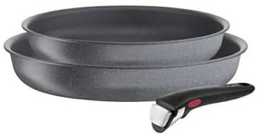 Tefal Ingenio Natural Force L3969202 Set of 2 Frying Pans 22/26 cm with Non-Stick Handle, Suitable for All Heat Sources Including Induction