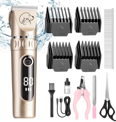 Journeyside Hundeschermaschine, Profi Schermaschine Hund Katze, Leise Hundeschermaschine Dichtes Fell, Hundeschermaschine Profi mit Keramikklingen, LED-Display, für Hunde und Katzen