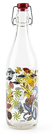 Excelsa Afrika Bouteille d'eau 1 litre en verre avec joint d'étanchéité