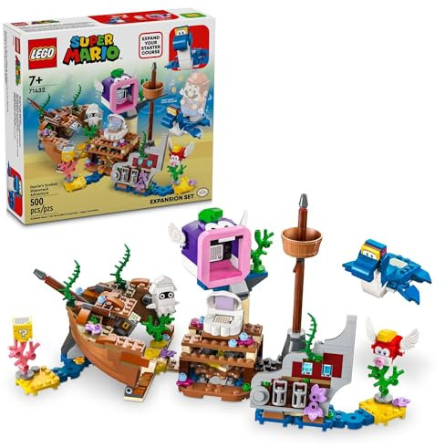 LEGO Super Mario Dorrie's Sunken Shipwreck Adventure Expansion Set, Super Mario Collectible Toy for Kids with Cheep Cheep, Cheep Chomp and Blooper Figures, Gift for Boys, Girls and Gamers, 71432