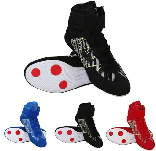 Momolaa Unisex Kids' Boxing Shoes High Top Combat Training Boots Wrestling Shoes Long Boots Competition Training Kids Athletic Shoes #1_Black
