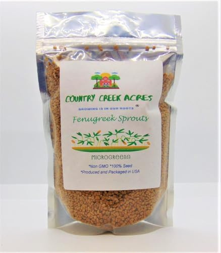 Fenugreek Sprouting Seed, Non GMO - 8 oz - Country Creek Acres Brand - Fenugreek for Sprouts, Garden Planting, Cooking, Soup, Emergency Food Storage, Vegetable Gardening, Juicing, Cover Crop