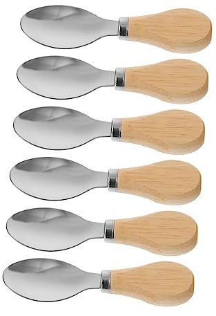 PRETYZOOM 6pcs Short Handle Wooden Handle Spoons Serving Butter Scoop