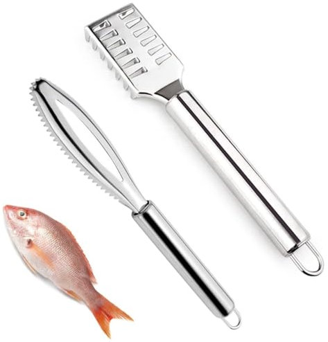 KOMUNJ Lot de 2 écailleurs de poisson en acier inoxydable - Pour un nettoyage rapide - Pour la cuisine et le restaurant, SGPHOU315