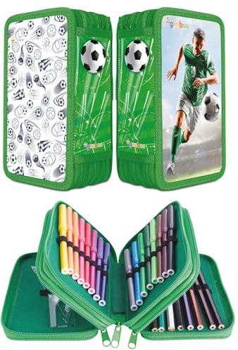 gimboo skolpennfodral med tillbehör, flerfärgad, 19 x 11,5 x 6 cm, Motiv - Fotboll