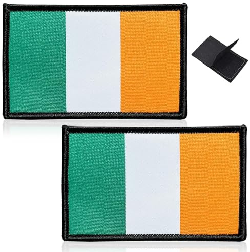 2 parches de la República de Irlanda, parche táctico irlandés bordado con emblema irlandés para ropa, bolsos, gorras, mochilas, viajes, motociclistas, tácticos