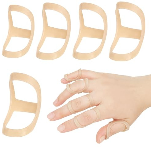 DEARBAG 5 Fingerspår, 5 Storlekar, Finger Splint Trigger Finger Splint 5 Ovala Fingerskenor för Tummen Medium Liftfinger Index, Mallet Size 6, 7, 8, 9, 10 (hudfärg)