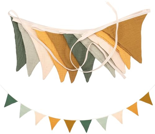 Meiliyizu Photography Flag Banners, Cotton Bunting Garlands Children Room Triangular Flags Pennant Banners Nursery Birthday Party Wall Hanging Decoration, 5