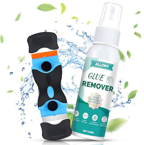 ALLONY Sticky Label Remover, Sticky Stuff Remover, Adhesive Remover Degumming Spray to Remove Glue, Stickers, Labels, Chewing Gums-Glue Remover 120ml+Spatula