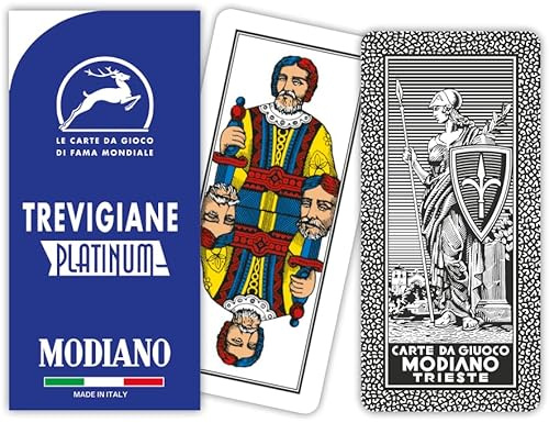 Modiano Trevigiane Blu Platinum NOVITÀ – Carte da gioco regionali trevigiane in plastica 100% – Scopa Briscola Tresette Solitari – 100% Made in Italy