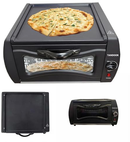 Gziztx Tandoor Oven 15L Roti Chapati Maker Machine Naan Bread Maker Electric Pizza Oven with Baking Tray, Grill Net, Grill Tongs, for Home, Kitchen, Party