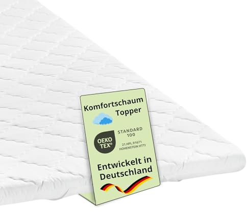 Bodyprotect Matratzentopper 80x190cm, Komfortschaum Matratzen/Mattress Topper, Matratzenauflage 80x190 cm, 6cm hoch, Made in EU, Waschbar, Oeko-Tex