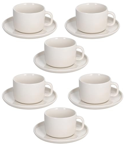 Tognana Edge, Confezione 6 Tazze the con piatto 220 cc, New Bone China, Bianco