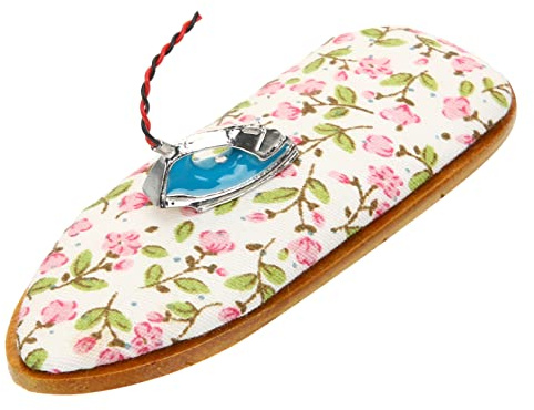 Toyvian Dollhouse Miniature Ironing Board and Iron Accessories Set 1:12 Scale Alloy Model Pretend Play Cleaning Toy Kids Mini Scene Laundry Decoration 1 Set