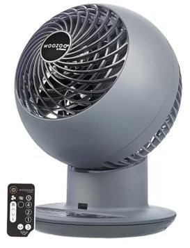 Iris Ohyama Woozoo Globe Air Circulator Fan with Remote Control, PCF-SC15T Table Fan, Desk Fan 5 Speeds, Remote Control Silent Quiet Bedroom Living Room Small Cooling Powerful Matt Grey