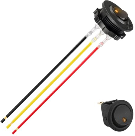 Bouton Marche/Arrêt 12V - Bouton Bascule à 3 Broches | Interrupteur Bascule Éclairé LED Rouge 12V avec Câble Pré-câblé pour Chauffage, Auto, Camion, Tableau de Bord, Camping-car, Pompe, Moteur