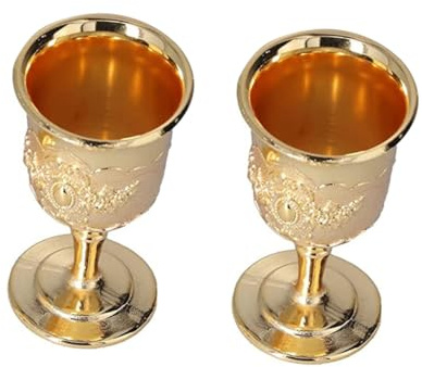 CLISPEED 2 piezas Copas de Vino Metálicas Retro Doradas Cáliz Elegante para Fiestas y Decoración Copa Estable Antideslizante de Europeo