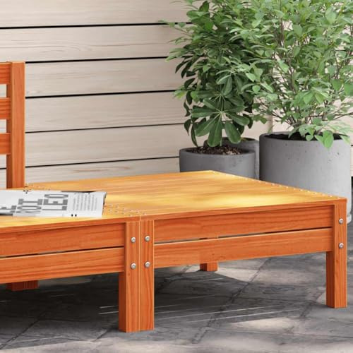 Mokuyary Tabouret de jardin - Marron - Bois massif - En pin - Pour salon, terrasse, jardin, balcon