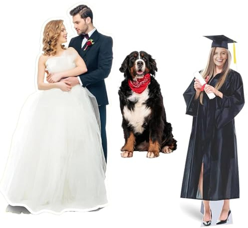 1-8FT Personalised Life Size Cardboard Cutout, Custom Cardboard Cutouts Life Size Stand-Up Photo, 9 Sizes Optional for Birthday, Wedding, Party and Events, Graduations (1-7 FT)