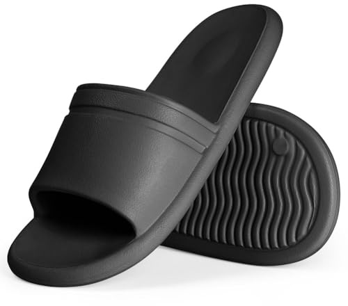 Aomig halkfria badtofflor, herr dam badskor, tofflor, sommartofflor, badtofflor strand, duschbadskor, slide sandaler, lätta EVA randiga duschtofflor