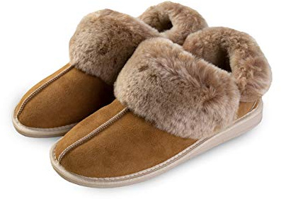 Merino Wool Bedding Pantoufles en Peau de Mouton Pantoufles en Laine de châtaignier. Véritables Pantoufles Parfait pour Le Cadeau. Chaussons pour Les Bottines, Chaussons pour Femme 40