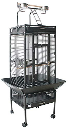 BPS Jaula Grande para Loro Pájaro Pajarera Periquito Canarios con Parque de Juegos Saltado Comedero Color Blanco/Negro 62 * 62 * 156 cm (Negro) BPS-1300