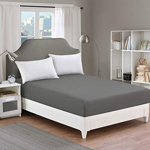 RUIKASI King Size Fitted Sheet Deep 40cm Pocket, Dark Grey 150x200cm | OEKO-TEX Soft Brushed Microfiber Kingsize Bottom Sheet Ultra Deep Fit Bedsheet Machine Washable Easy Care