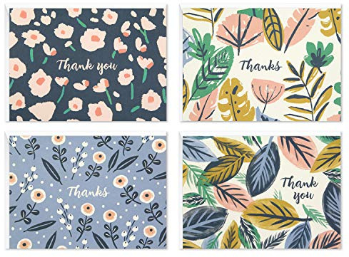 Hallmark Thank You Cards Assortment, Painted Florals (48 Cards with Envelopes for Baby Showers, Bridal Showers, Weddings, All Occasion)